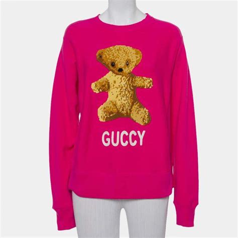 hot pink gucci sweatshirt|gucci teddy bear sweatshirt.